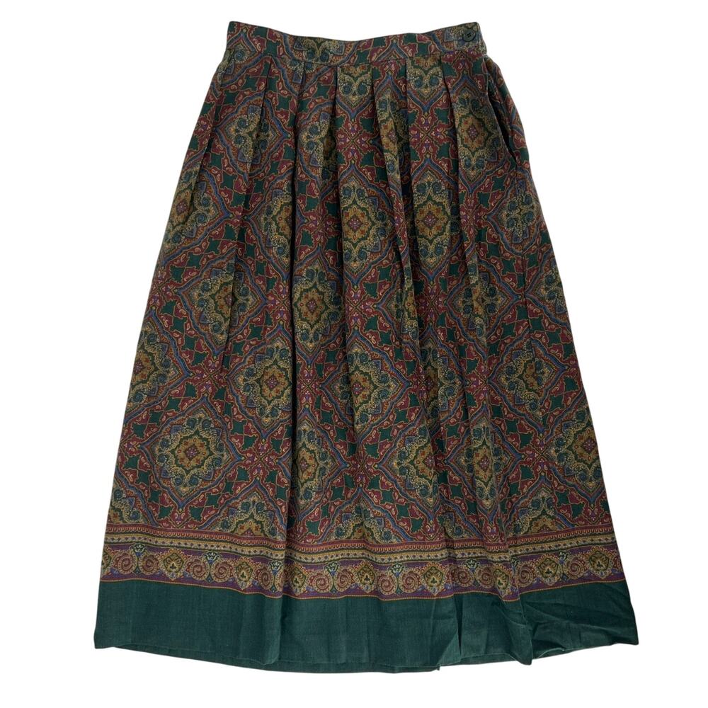 90s dark green printed skirt Nell Flowers JG Hook NWT deadstock 1990s vintage